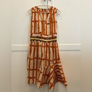 Marni Rust and Cream Sleeveless Patterned Casual Dress